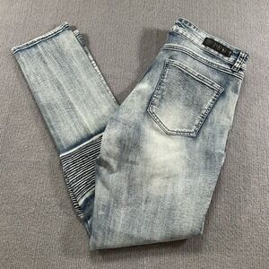 CJ Black Mens Premium Skinny Flex Jeans 36x32 Distressed‎ Zippers
